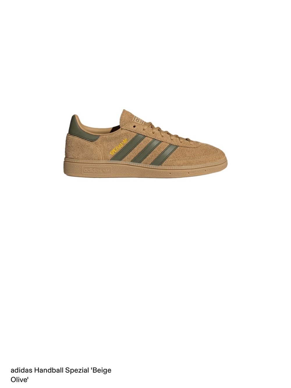 adidas Tan Suede Sneakers with Olive Stripes - Picture 6 of 7